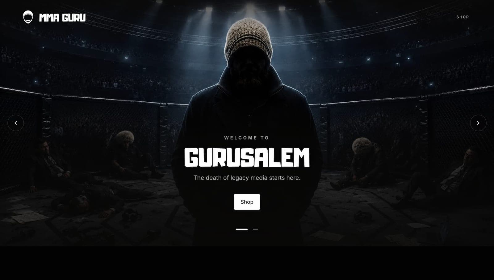 The MMA Guru storefront home page running on his own domain